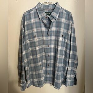 ORVIS Classic 99% Cotton Plaid Casual Button Down Shirt Blue White Men's Size XL